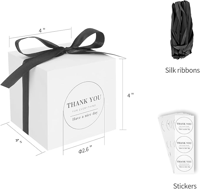 COTOPHER Small Gift Boxes 60 Pack 4x4x4 inches White Gift Boxes - Image 3