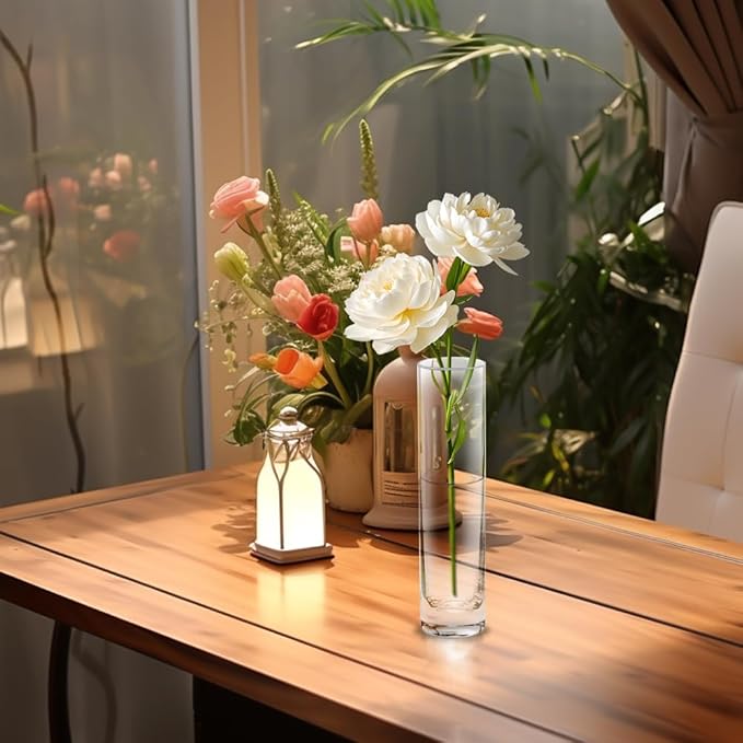 12 Pack 7.5 Inch Glass Cylinder Bud Vases - Image 5