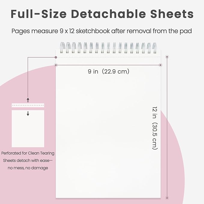 9"x12" Sketchbook Pink, 1 Pack-100 Sheets Cute Sketchbook - Image 2