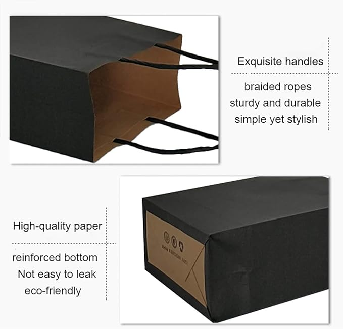 25 PCS Small Gift Bags Black Kraft Paper Bags - Image 3
