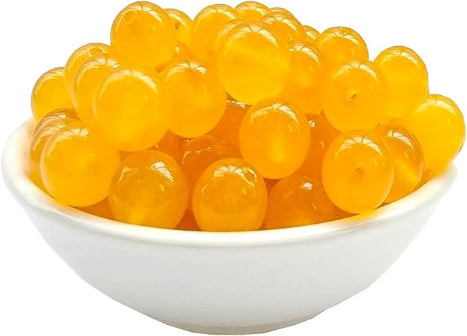 Stone Beads 6mm 140pcs Yellow Chalcedony Beads Round Loose Gemstones Beads by ABOKOY