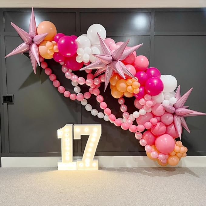 3pcs 26inch 3D Explosion Star foil balloon, Candy Pink Foil Cone star burst - Image 3