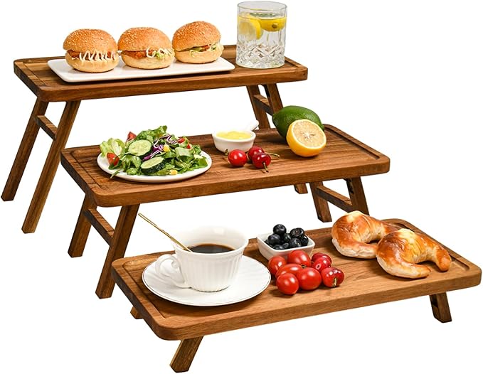 GEHE 3 Tier Serving Stand, Acacia Wood Dessert Table Display Cupcake Stand by GEHE