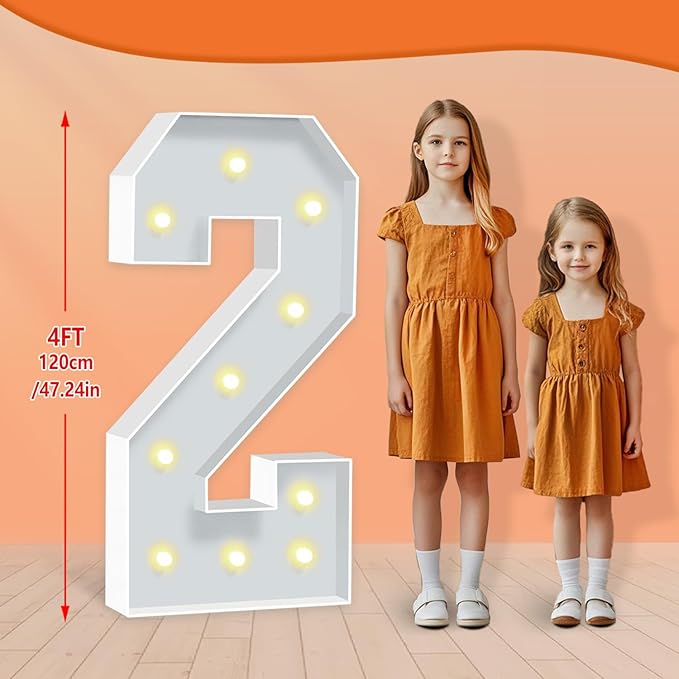 4FT Marquee Numbers, Big Light Up Numbers 2, Cardboard Numbers - Image 2