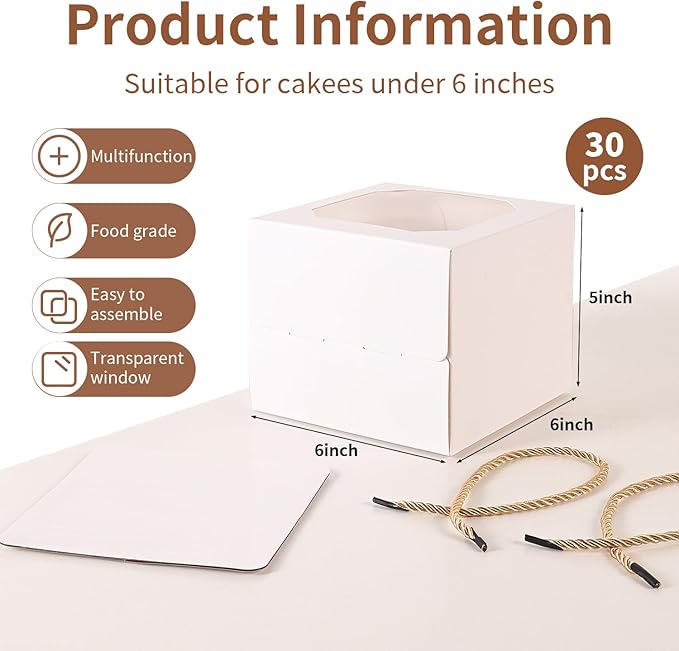 30 pcs 6x6x5 Inch Small Cake Box - Image 2