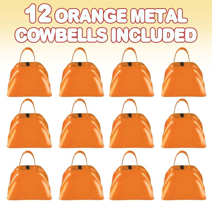 ArtCreativity 3 Inch Orange Metal Cowbell Noisemakers - Image 2