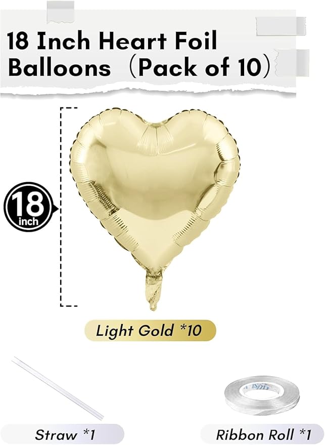 Pastel Gold Heart Balloons - Image 2