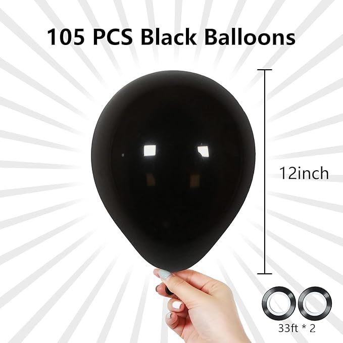 12 Inch Black Balloons, Graduation, Wedding Decorations Supplies - Image 2