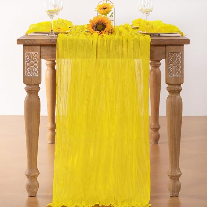 Lemon Yellow Cheesecloth Table Runner 6 Pack Fall Table Runners Boho Gauze 120 - Image 4