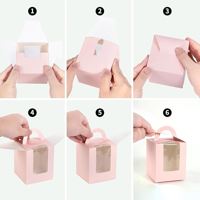 JCD Cupcake Boxes Carriers, 3.7 * 3.7 * 4.3inch Cupcake Container Pastry - Image 7