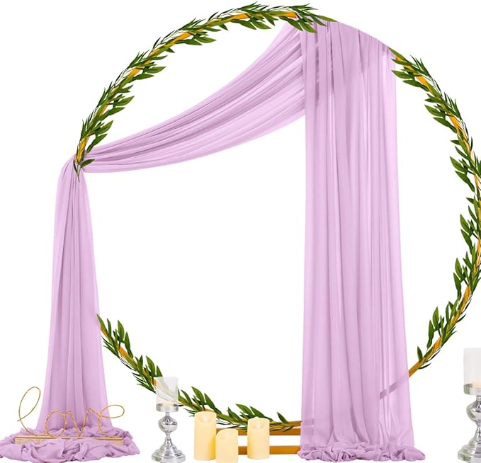 Socomi Lilac Purple Wedding Arch Draping Fabric 29" x 20Ft 4 Panels Sheer - Image 3