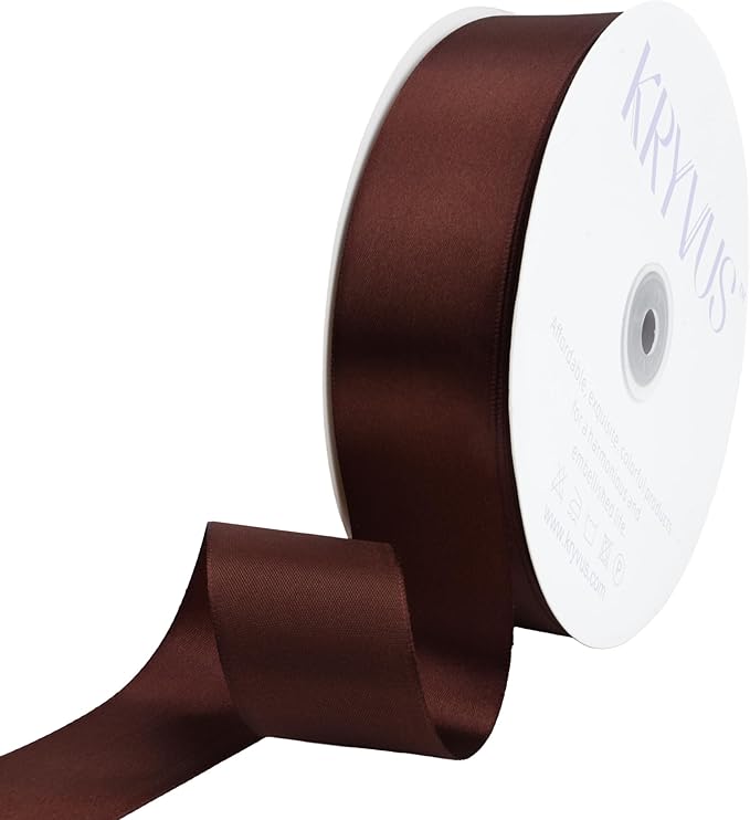 Dark Brown Satin Ribbon 1-1/2 inch X Continuous 100 Yards, Single Face by Kryvusribbon