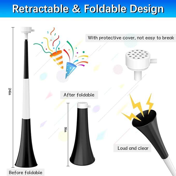Collapsible Stadium Horn Noise Maker 24 Inch Vuvuzela Stadium Horn Plastic - Image 2