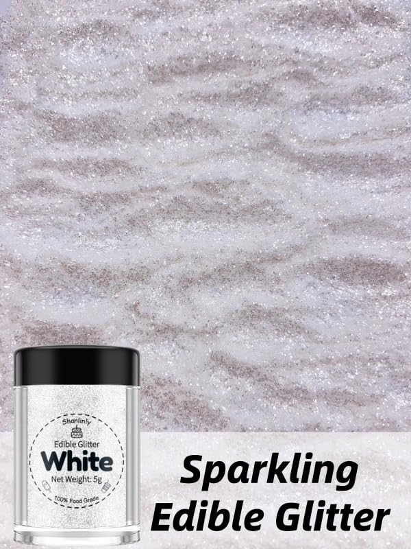 Shanlinly White Edible Glitter for Cakes Drinks - Image 2