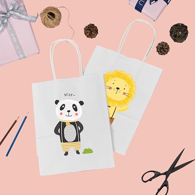 METAPRINT 50 Pack Small Gift Bags 5.8x3.2x8.25 Inch White Paper Bags - Image 8