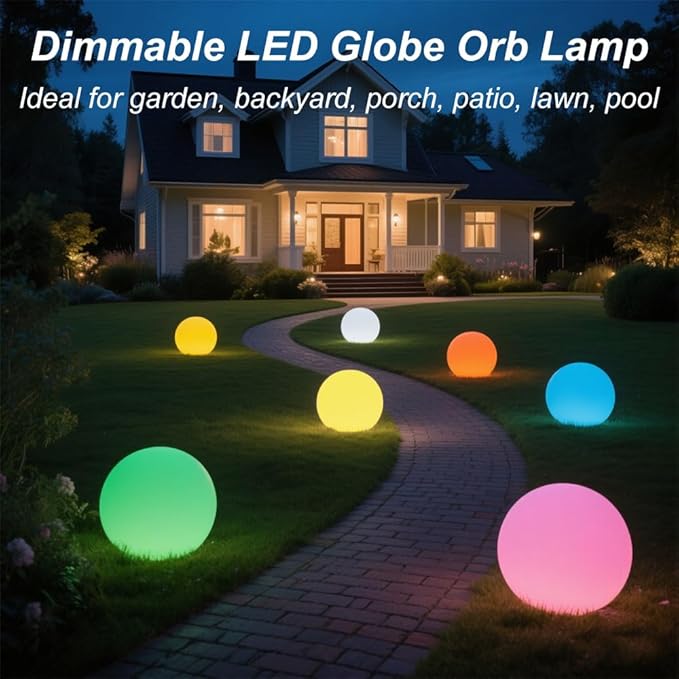 10 In LED Globe Light w/Remote, 16 RGB Colors 4 Modes & 8 Dimmable Brightness - Image 5