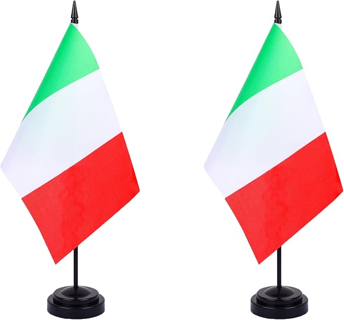 Italy Desk Flag 12" Solid Pole Deluxe Set Italian Flags Banner Mini Small Italy by Unknown