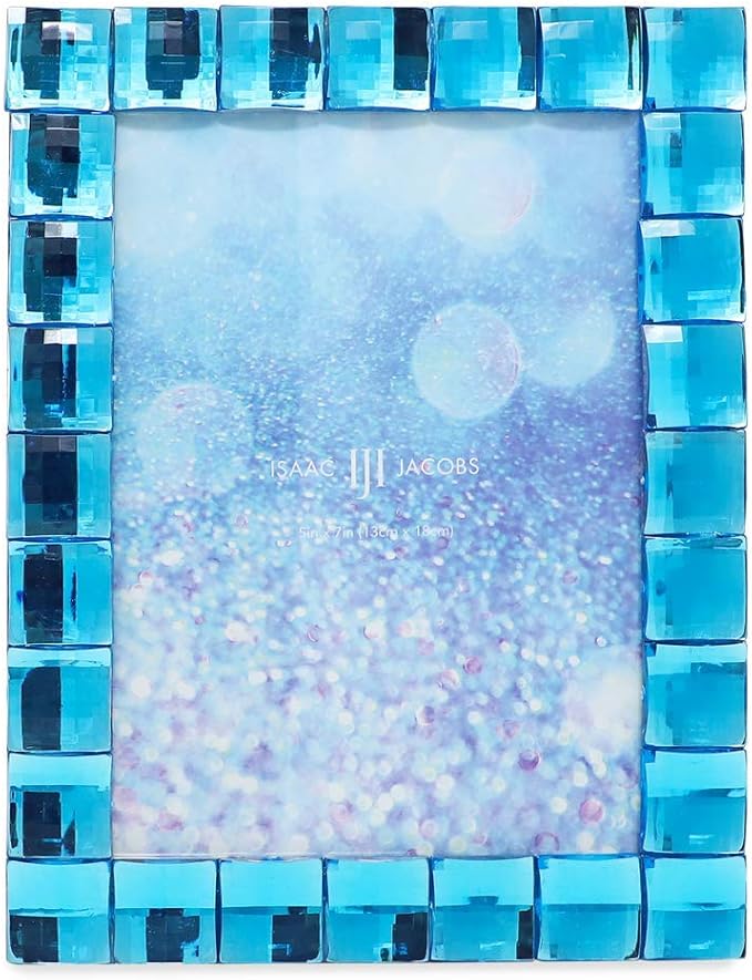 Isaac Jacobs Decorative Sparkling Turquoise Jewel Picture Frame, Photo Display - Image 2