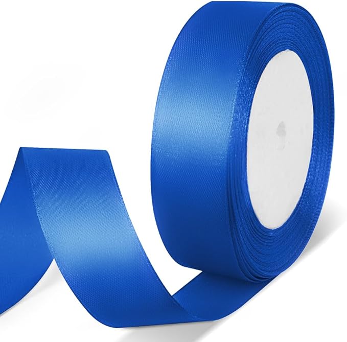 1" x 25 Yards Satin Ribbon, Royal Blue Silk Ribbon Ideal by Quhora
