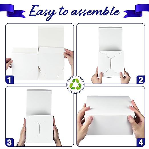 MESHA White Gift Boxes with Lids 8x8x4'' 100PC, Gift Boxes Bulk - Image 3