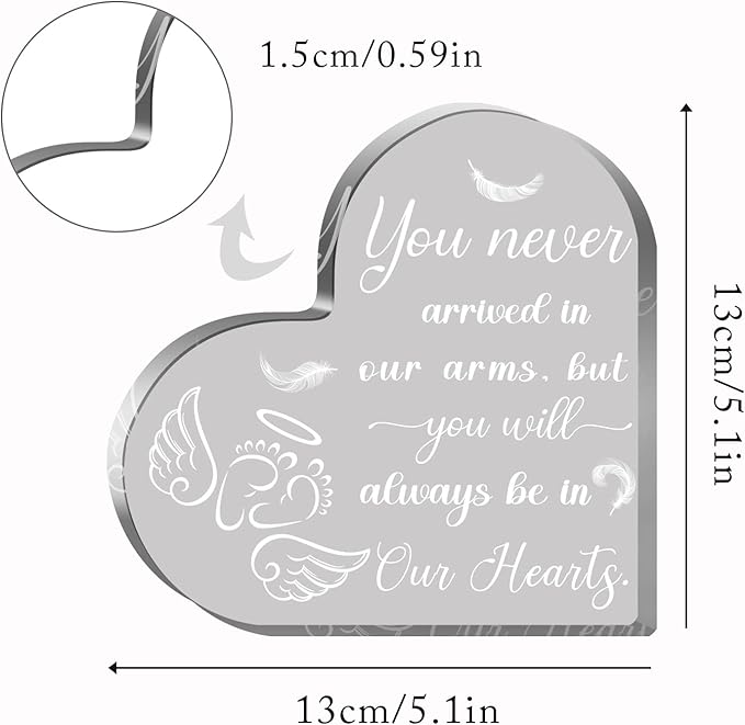 Miscarriage Gifts for Mothers, Acrylic Heart Paperweight Keepsake, Infant Loss - Image 2