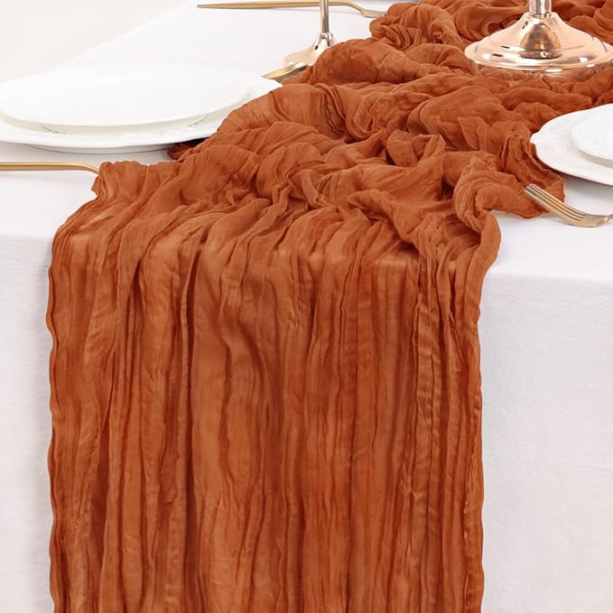 Terracotta Table Runner Cheesecloth Table Runner 10FT Farmhouse Table Runners - Image 5