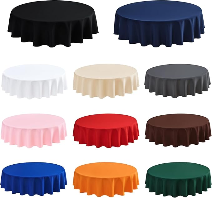 2 Pack Round Table Cloth 48 Inch Black Tablecloth Washable Polyester Solid - Image 7