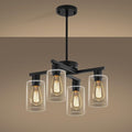 4-Light Modern Farmhouse Black Chandelier, Dining Room Light Fixture Over Table by Unknown