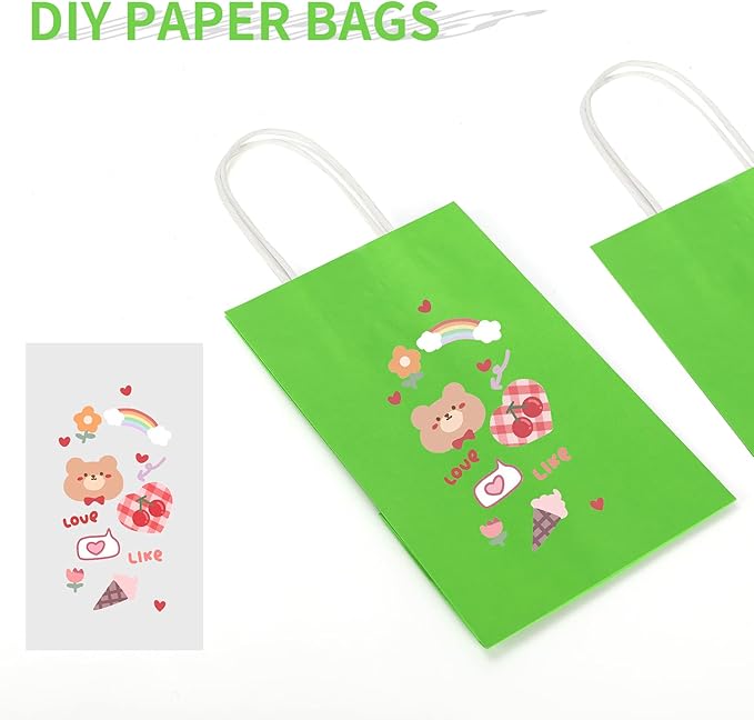 50 Pack 5.25x3.25x8.25 Inch Small Grass Green Kraft Paper Bags - Image 5