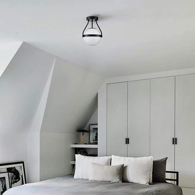 HOLKIRT Modern Globe Semi Flush Mount Ceiling Light, Mid Century Kitchen Light - Image 3