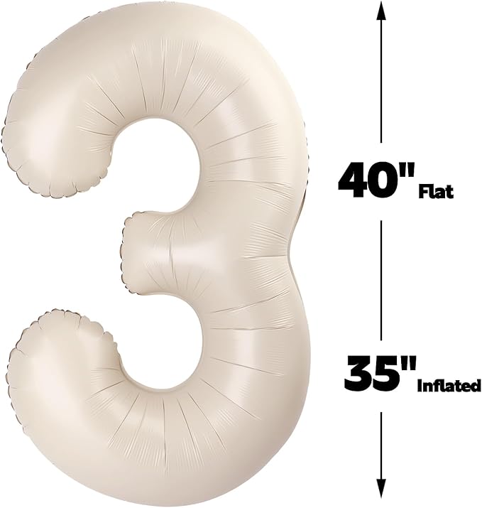 40 Inch Cream White 13 31 Large Number Balloon, 13 31 Cream White Birthday - Image 3
