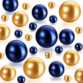 150Pcs Navy Blue&Gold Polished No Hole Faux Pearl Beads by Cusmation