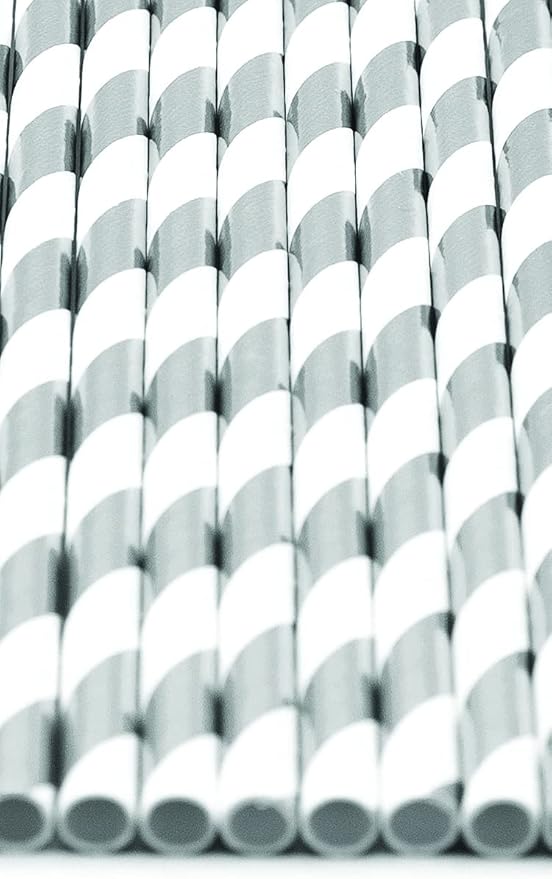 Pack of 900 Silver Foil Swirls Biodegradable 4-Ply Paper Drinking Straws - Image 3