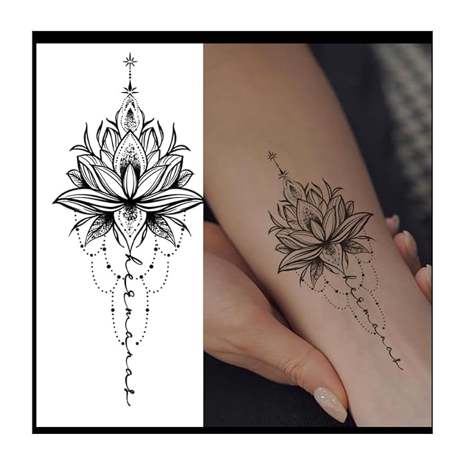 INKARTLINK Tattoo Tech, 2 Sheets Large Semi Permanent Tattoo, Adult Art Design by INKARTLINK