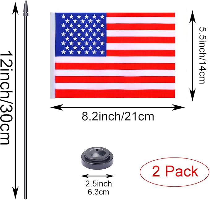WXTWK 2 Pack American Flag US Desk Flag Set - Image 2