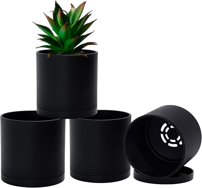 D'vine Dev 4 Pack 4 Inch Modern Plastic Plant Pots, Small Garden Planters by DvineDevPlanterPotsandStand