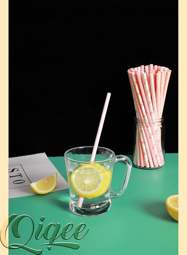 Pink Paper Straws 150pcs Disposable Straws Bulk qiqee - Image 6