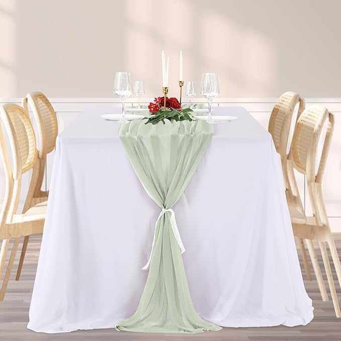 Wedding Arch Draping Fabric 2 Panels 19FT Sage Green Arch Drapes Sheer Backdrop - Image 7