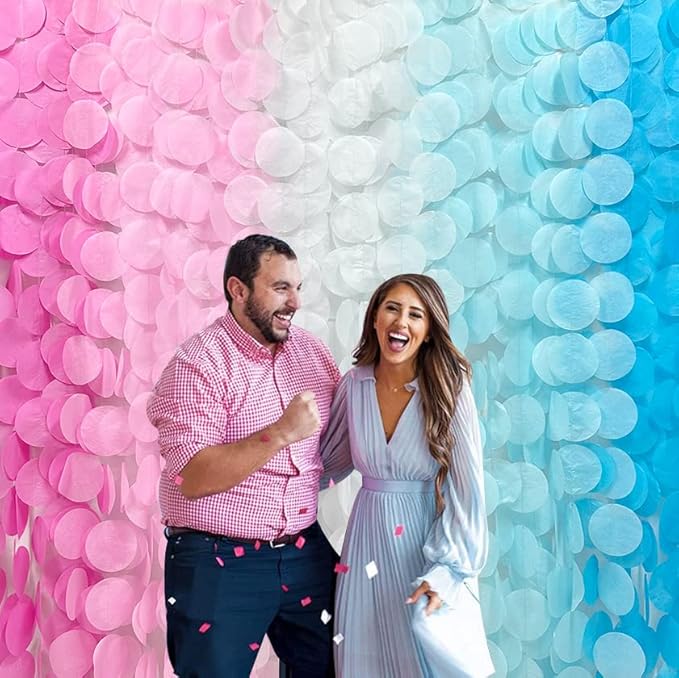 205 Ft Gender Reveal Party Decorations Ombre Pink and Blue Big Circle Dot - Image 5