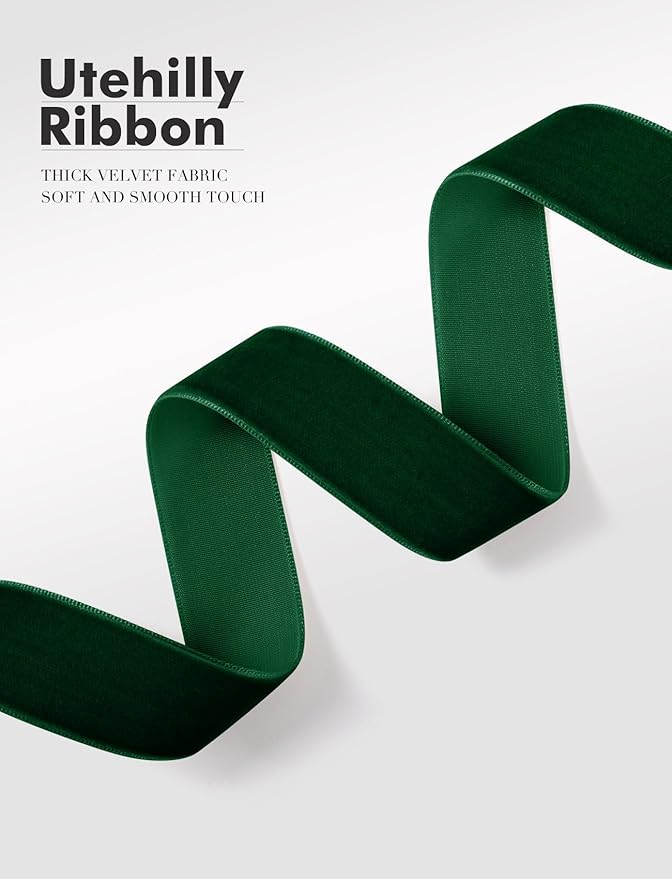 Dark Green Christmas Velvet Ribbon - Image 3