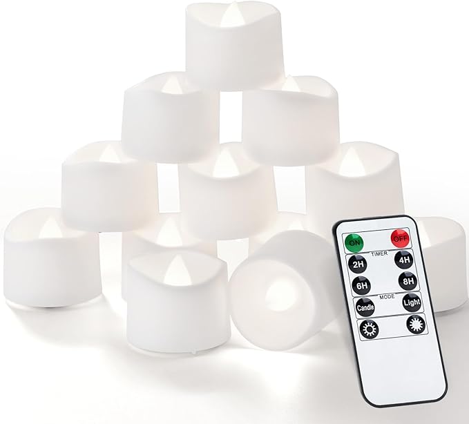 Homemory 12pcs Remote Timer LED Tea Lights Candles, 400+Hours Flickering by Homemory