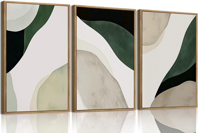 myusuar 3 Piece Large Modern Abstract Canvas Framed Wall Art by Unknown