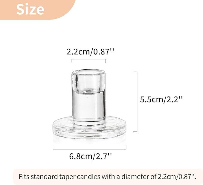 NUPTIO Glass Candle Stick Holder: Set of 10 Clear Small Taper Candlestick - Image 6