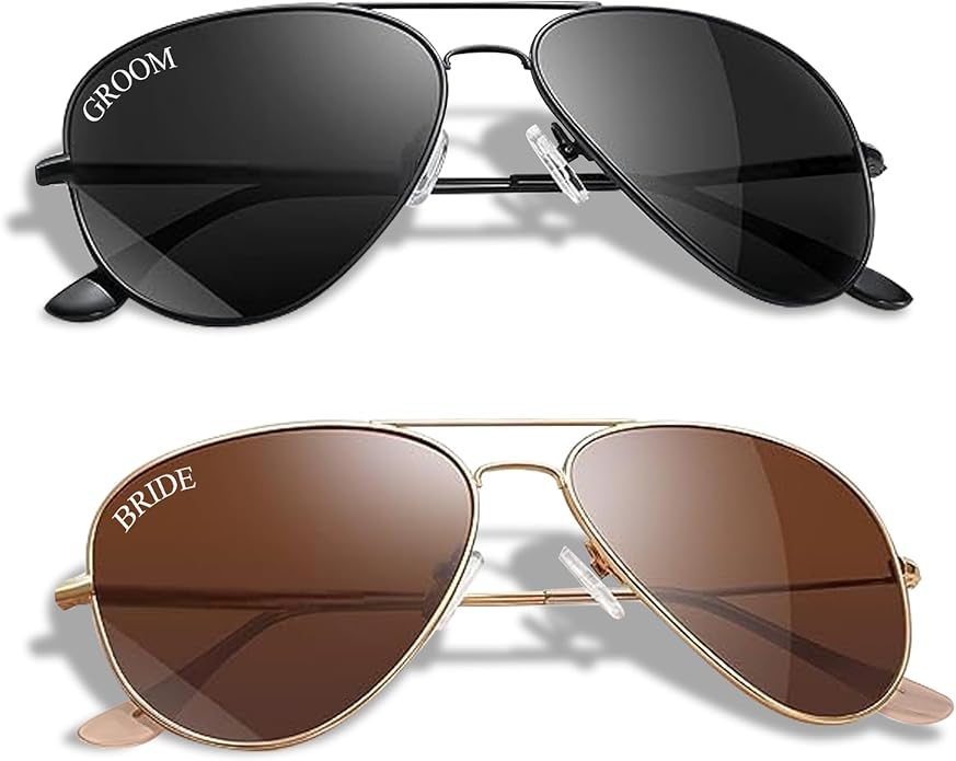 Bride and Groom Polarized Sunglasses by GroomBrideGifts