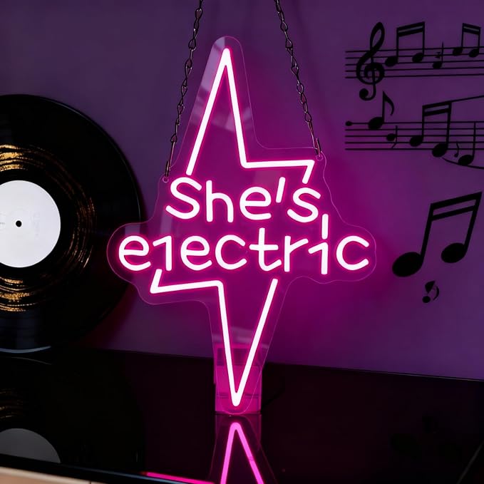 Lightning Bolt Light Up Signs for Wall Decor, Music LED Gift for Girls Teens by BEISKAFNVSZ