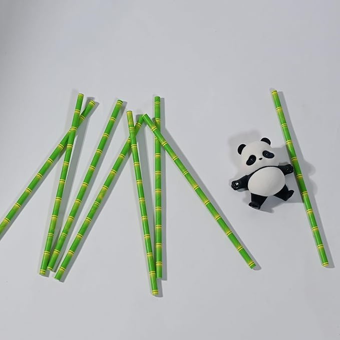 GLUJASBIO 7.75" Green Disposable Paper Straws - Image 5