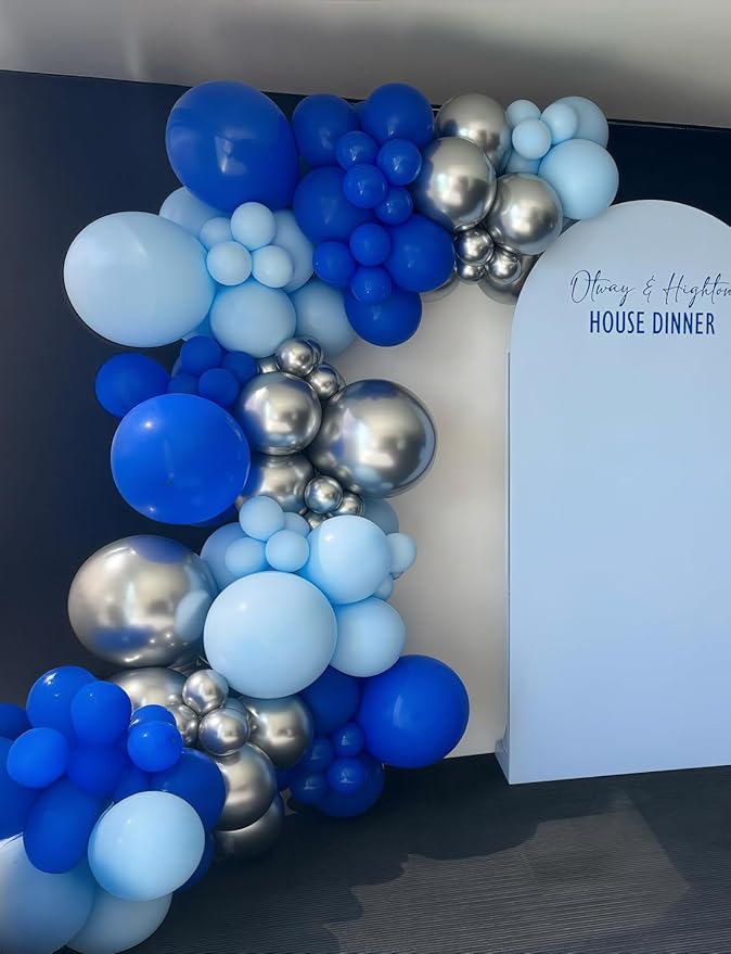 Royal Blue and Silver Balloons - Image 5