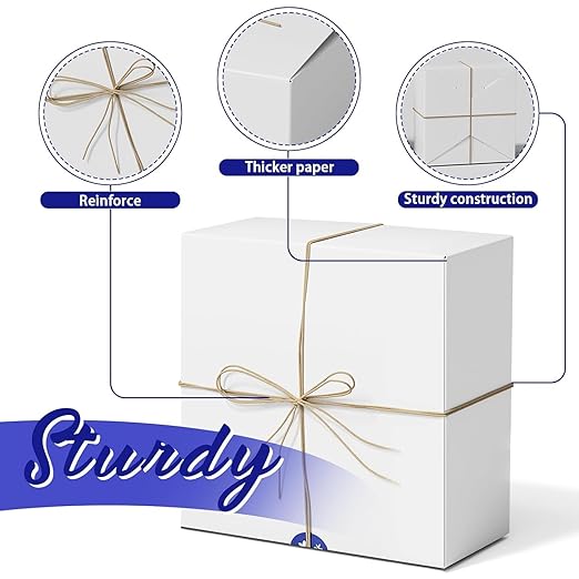 MESHA Gift Boxes Bulk with Lids 8x8x4'' 300PC White, Gift Boxes Bulk - Image 3
