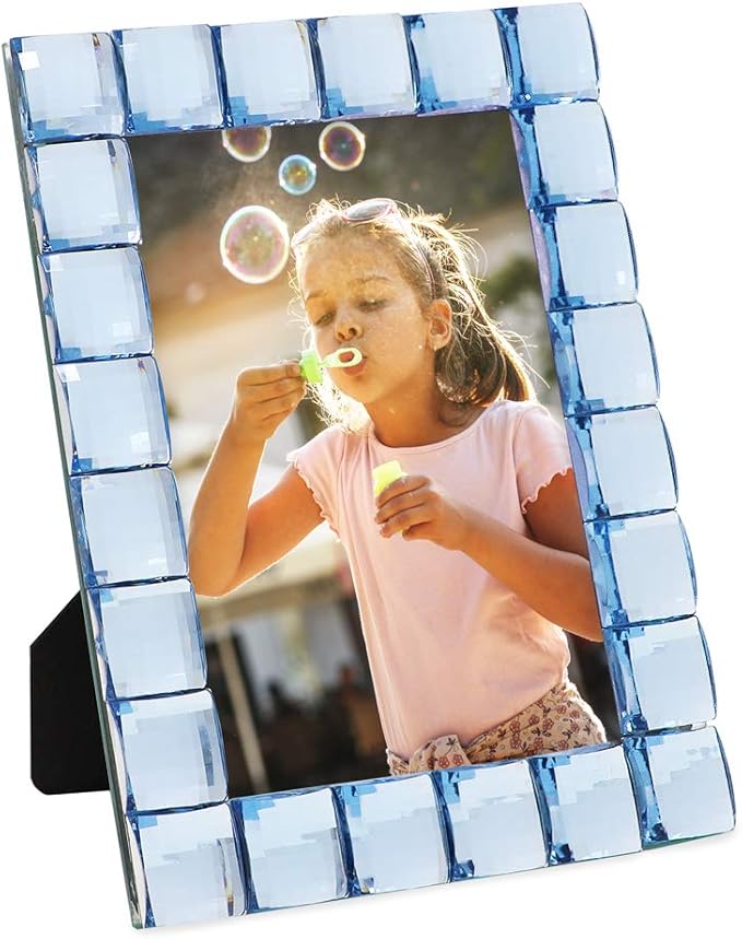 Isaac Jacobs Decorative Sparkling Light Blue Jewel Picture Frame, Photo Display - Image 5