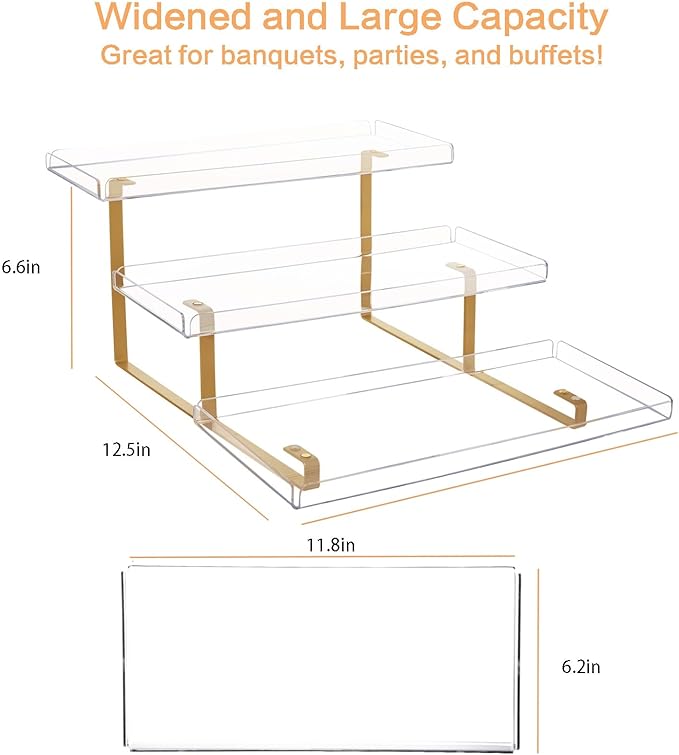 3 Tier Serving Tray Set for Entertaining, Acrylic Wedding Dessert Table Display - Image 3